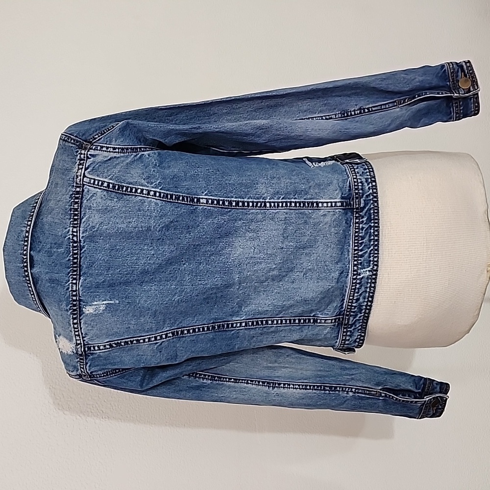 Mono B Jacket Denim Distressed Blue Size M - Picture 10 of 14